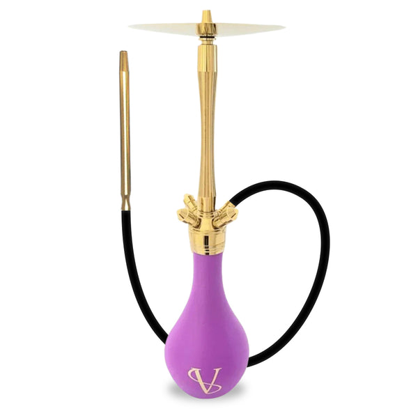 Purple hookah with gold accents on a white background