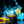 Shisha tobacco tin with lemon slices, blue cocktail, ice cubes, and swirling smoke on black