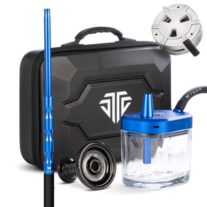 Blue – Tsar GoFast Hookah in Blue – compact hookah with aluminium and glass design in travel case

