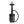 Modern black hookah with clear base and sleek hose, side view on white background