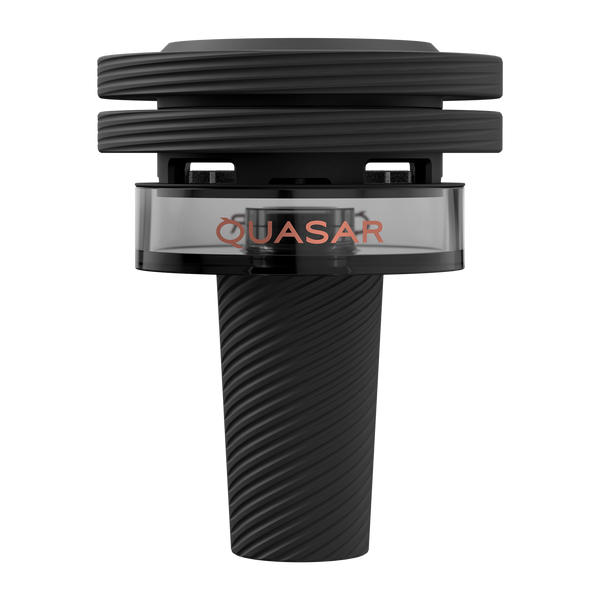 Black Quasar thermal hookah bowl with transparent chamber and spiral design